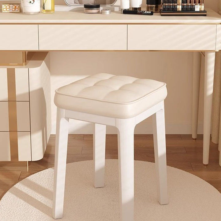 Taburete de tocador sin respaldo ni brazos de cuero de microfibra rectangular minimalista moderno para dormitorio 