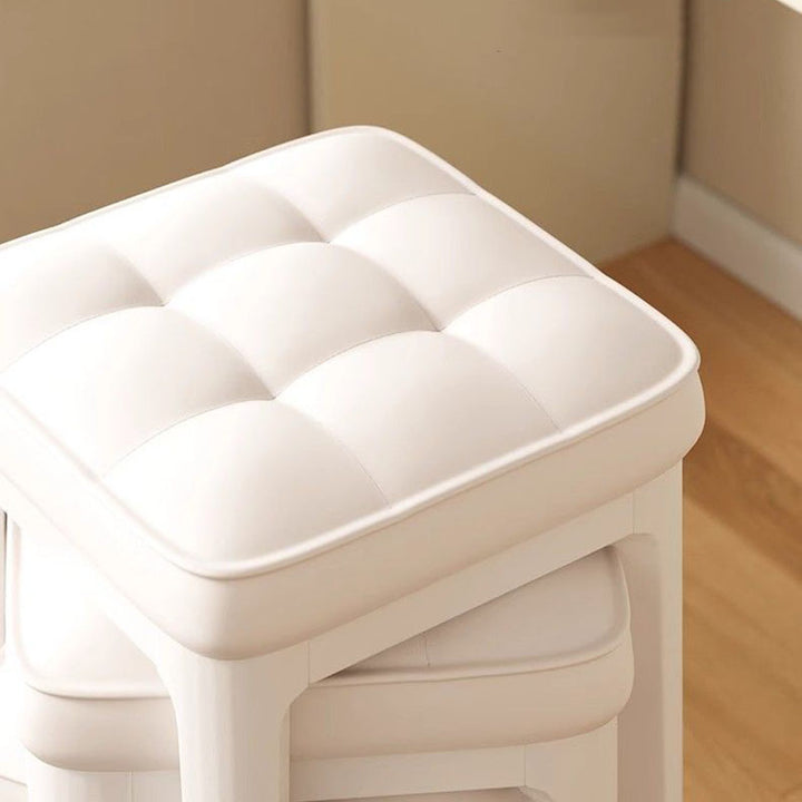 Taburete de tocador sin respaldo ni brazos de cuero de microfibra rectangular minimalista moderno para dormitorio 