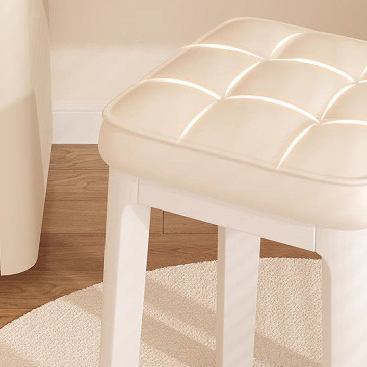 Taburete de tocador sin respaldo ni brazos de cuero de microfibra rectangular minimalista moderno para dormitorio 