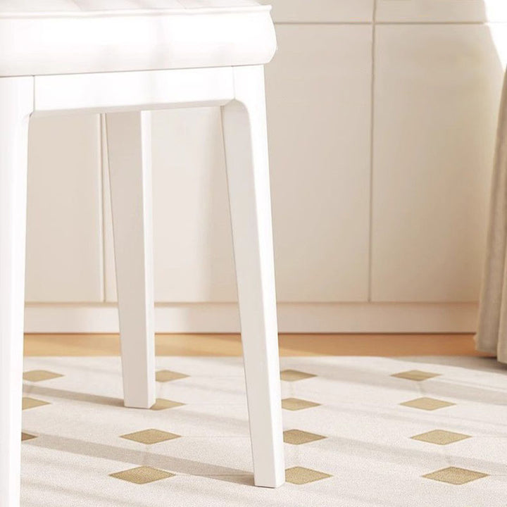 Taburete de tocador sin respaldo ni brazos de cuero de microfibra rectangular minimalista moderno para dormitorio 