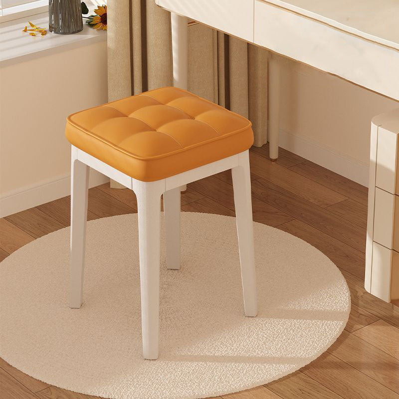 Taburete de tocador sin respaldo ni brazos de cuero de microfibra rectangular minimalista moderno para dormitorio 