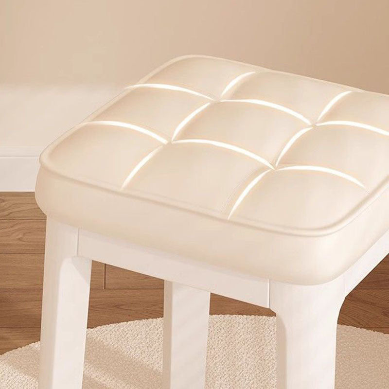 Taburete de tocador sin respaldo ni brazos de cuero de microfibra rectangular minimalista moderno para dormitorio 