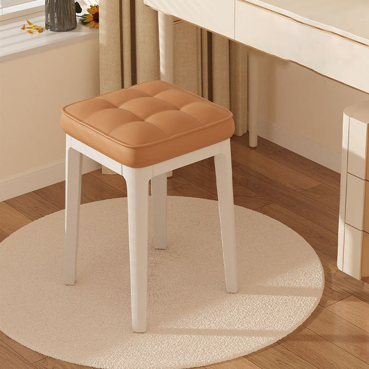 Taburete de tocador sin respaldo ni brazos de cuero de microfibra rectangular minimalista moderno para dormitorio 