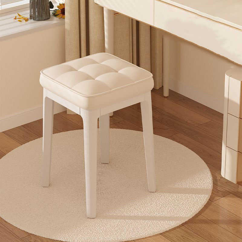 Taburete de tocador sin respaldo ni brazos de cuero de microfibra rectangular minimalista moderno para dormitorio 