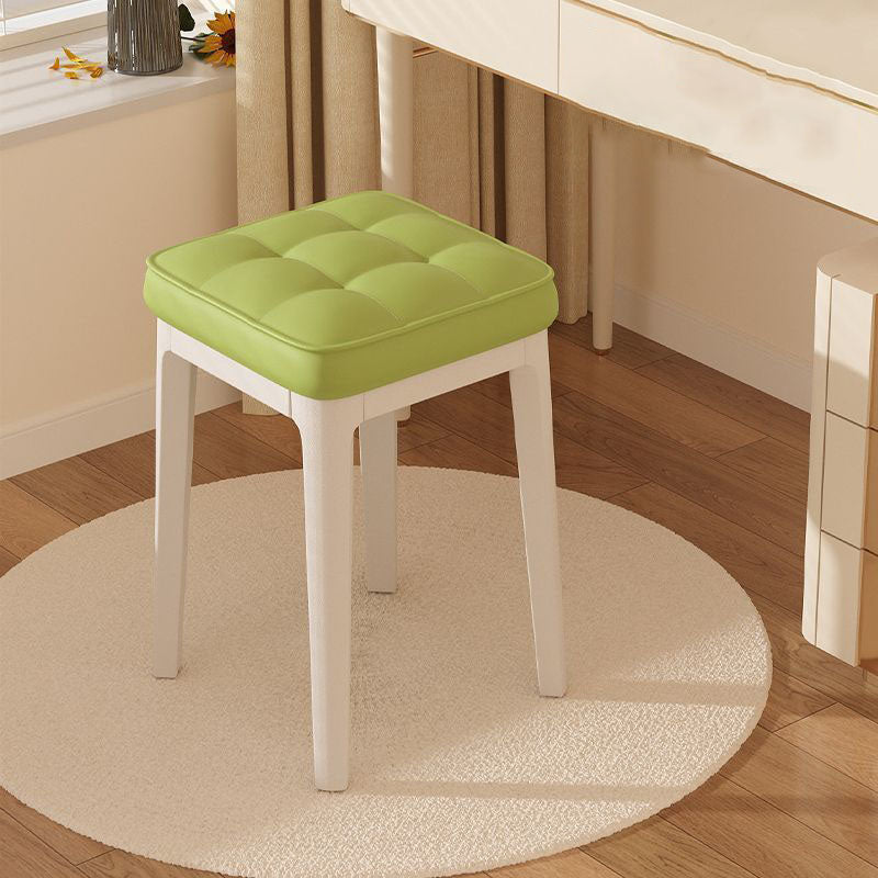 Taburete de tocador sin respaldo ni brazos de cuero de microfibra rectangular minimalista moderno para dormitorio 