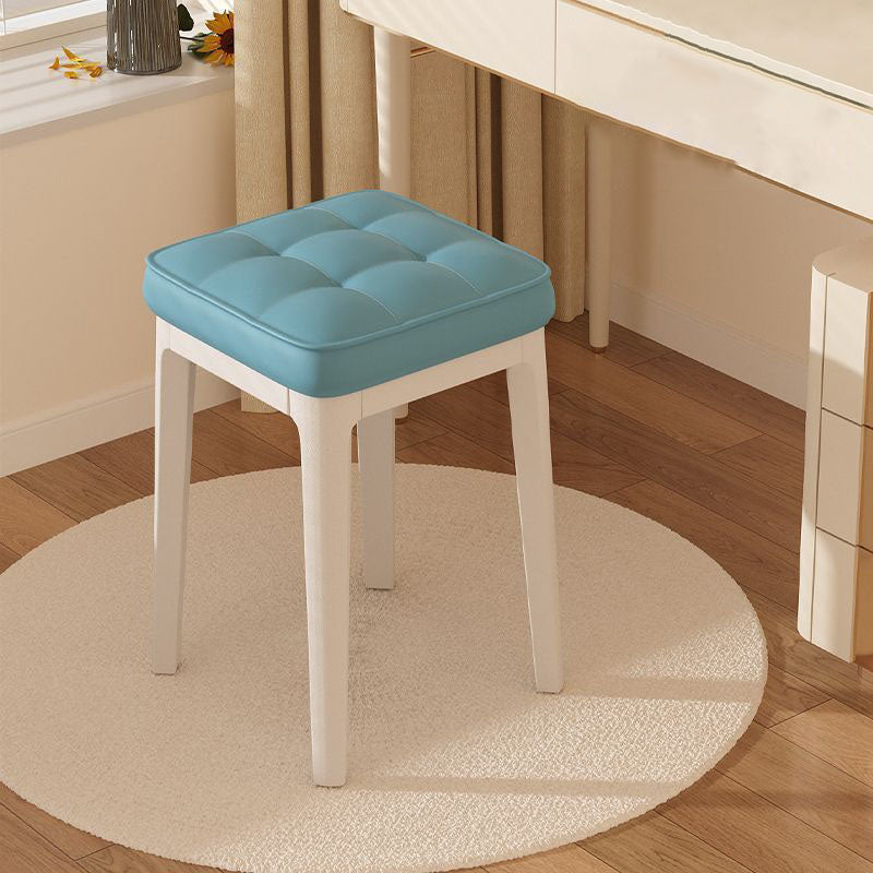 Taburete de tocador sin respaldo ni brazos de cuero de microfibra rectangular minimalista moderno para dormitorio 