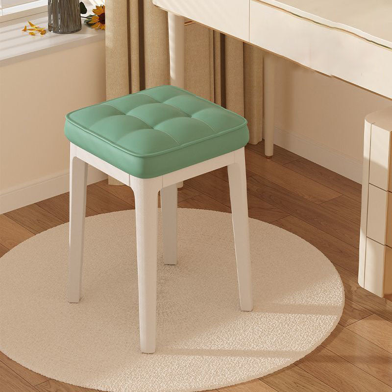 Taburete de tocador sin respaldo ni brazos de cuero de microfibra rectangular minimalista moderno para dormitorio 
