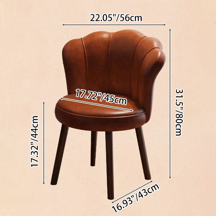 Tabouret de coiffeuse en bois massif au style vintage traditionnel, en cuir huilé à effet pétale, sans dossier ni accoudoirs, pour chambre à coucher 