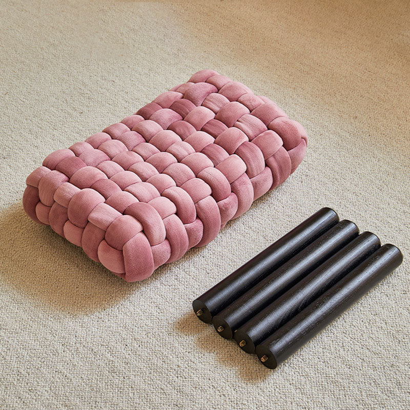 Contemporary Creative Rectangular Velvet Solid Wood Vanity Stool Backless Armless For Bedroom