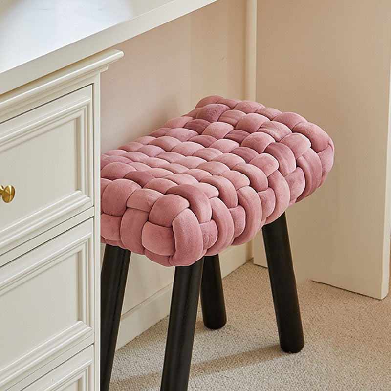 Contemporary Creative Rectangular Velvet Solid Wood Vanity Stool Backless Armless For Bedroom