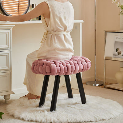 Contemporary Creative Rectangular Velvet Solid Wood Vanity Stool Backless Armless For Bedroom