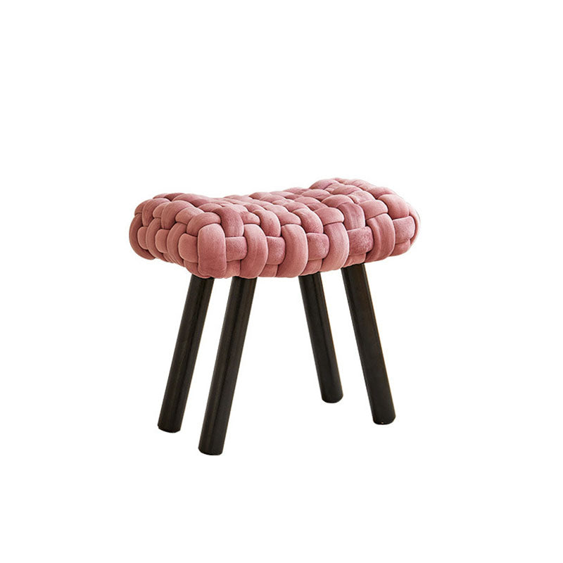 Contemporary Creative Rectangular Velvet Solid Wood Vanity Stool Backless Armless For Bedroom