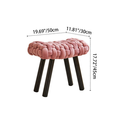 Contemporary Creative Rectangular Velvet Solid Wood Vanity Stool Backless Armless For Bedroom