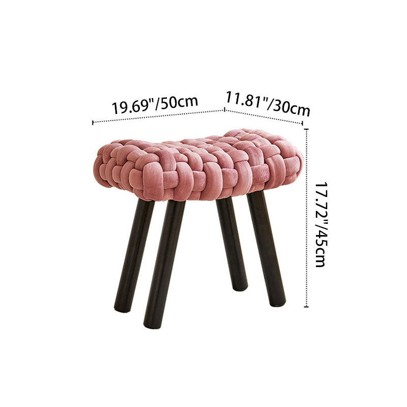 Contemporary Creative Rectangular Velvet Solid Wood Vanity Stool Backless Armless For Bedroom