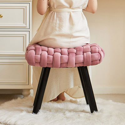 Contemporary Creative Rectangular Velvet Solid Wood Vanity Stool Backless Armless For Bedroom