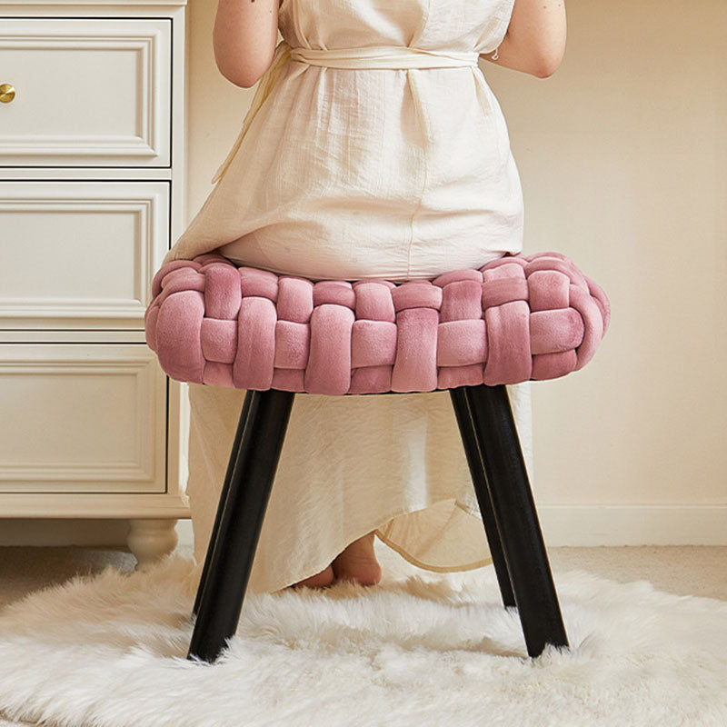 Contemporary Creative Rectangular Velvet Solid Wood Vanity Stool Backless Armless For Bedroom