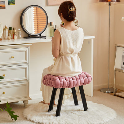 Contemporary Creative Rectangular Velvet Solid Wood Vanity Stool Backless Armless For Bedroom