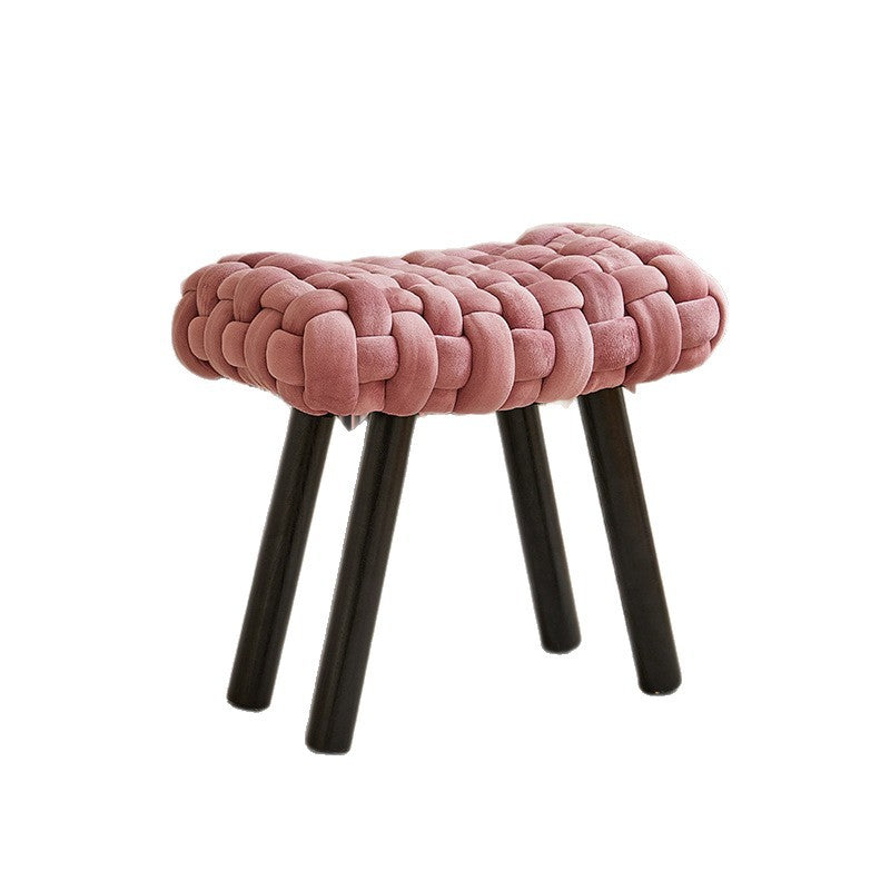 Contemporary Creative Rectangular Velvet Solid Wood Vanity Stool Backless Armless For Bedroom