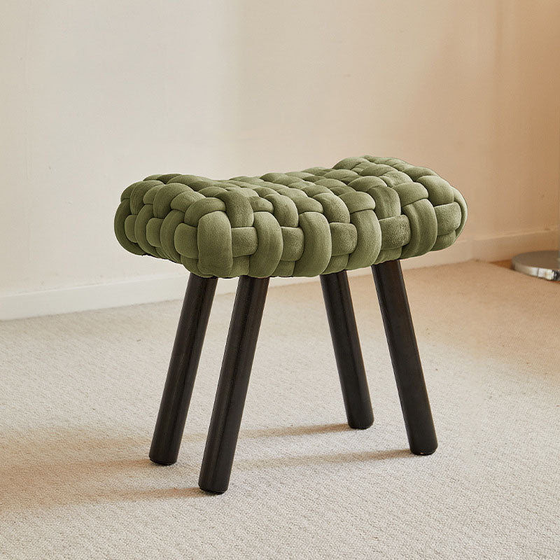 Contemporary Creative Rectangular Velvet Solid Wood Vanity Stool Backless Armless For Bedroom