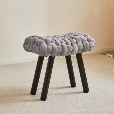 Contemporary Creative Rectangular Velvet Solid Wood Vanity Stool Backless Armless For Bedroom