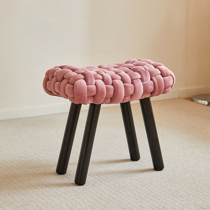 Contemporary Creative Rectangular Velvet Solid Wood Vanity Stool Backless Armless For Bedroom
