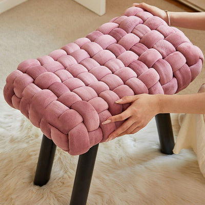 Contemporary Creative Rectangular Velvet Solid Wood Vanity Stool Backless Armless For Bedroom