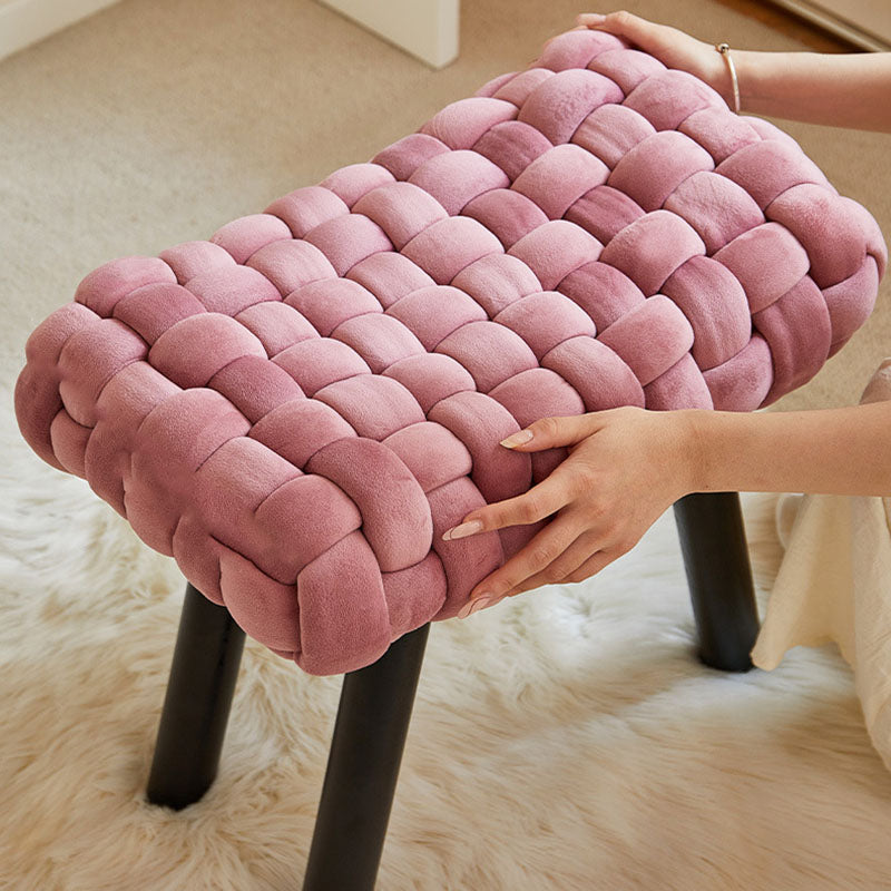 Contemporary Creative Rectangular Velvet Solid Wood Vanity Stool Backless Armless For Bedroom