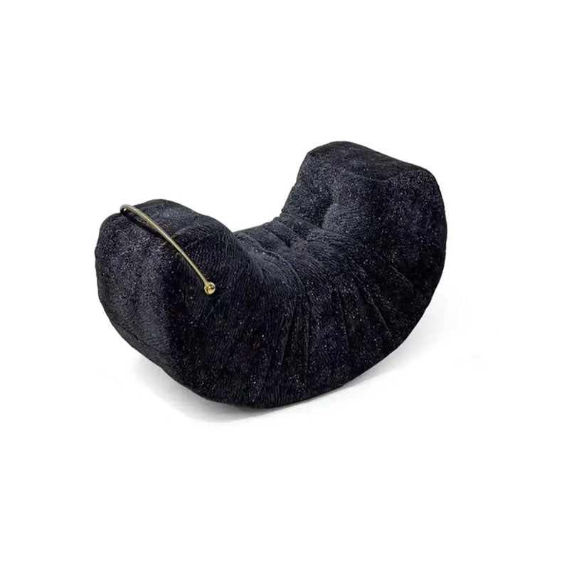 Modern Minimalist Velvet Solid Wood Iron Banana Rocking Chair Backrest Armless For Living Room