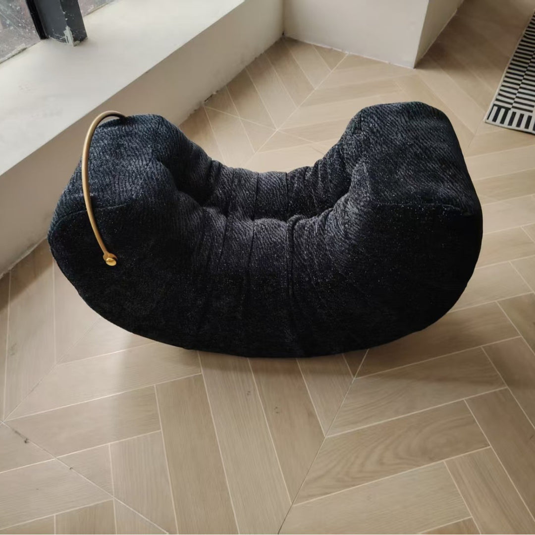 Modern Minimalist Velvet Pine Wood Iron Banana Rocking Chair Backrest Armless For Living Room