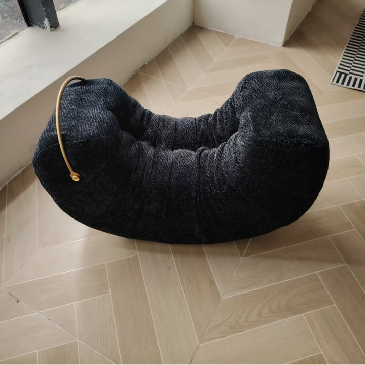 Modern Minimalist Velvet Pine Wood Iron Banana Rocking Chair Backrest Armless For Living Room
