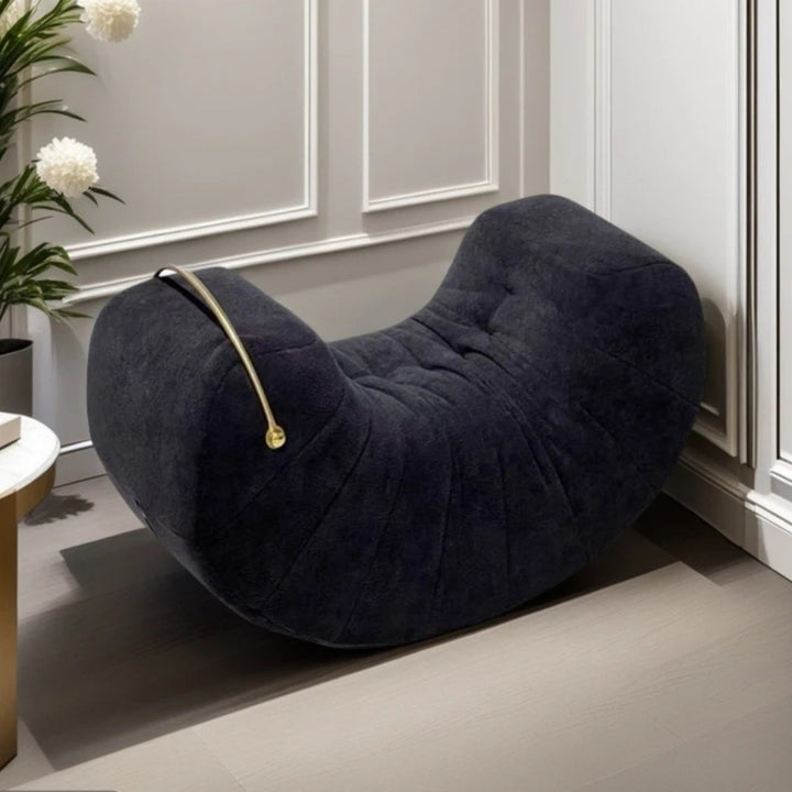 Modern Minimalist Velvet Pine Wood Iron Banana Rocking Chair Backrest Armless For Living Room