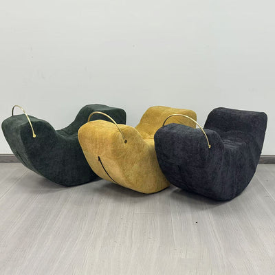 Modern Minimalist Velvet Solid Wood Iron Banana Rocking Chair Backrest Armless For Living Room