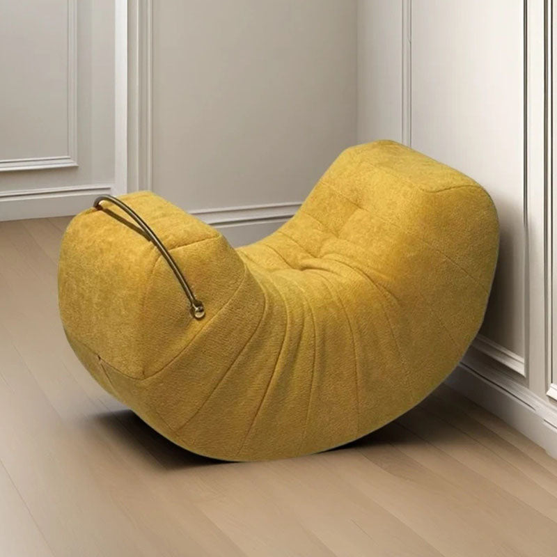 Modern Minimalist Velvet Solid Wood Iron Banana Rocking Chair Backrest Armless For Living Room