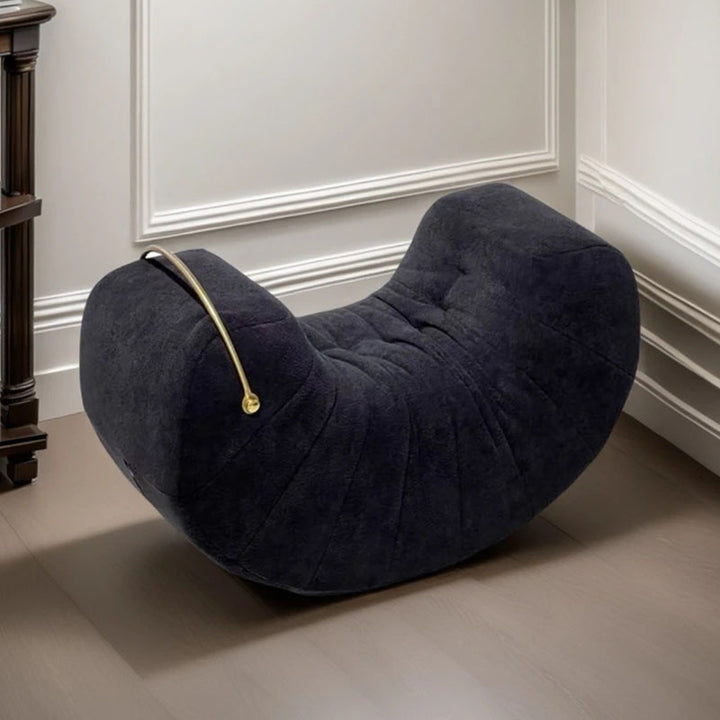 Modern Minimalist Velvet Pine Wood Iron Banana Rocking Chair Backrest Armless For Living Room
