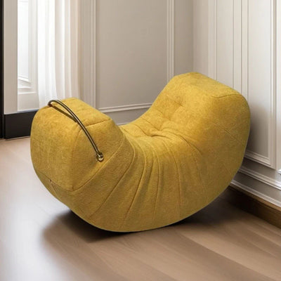 Modern Minimalist Velvet Solid Wood Iron Banana Rocking Chair Backrest Armless For Living Room