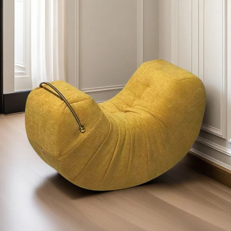 Modern Minimalist Velvet Solid Wood Iron Banana Rocking Chair Backrest Armless For Living Room