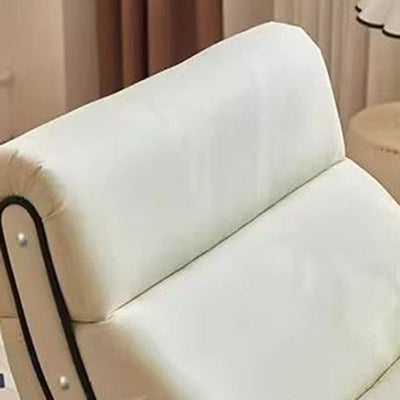 Modern Minimalist Rectangular Cat Claw Leather Solid Wood Rocking Chair Backrest Armless For Living Room