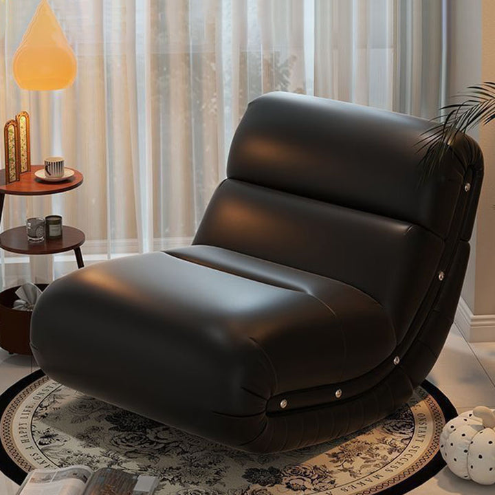 Modern Minimalist Rectangular Cat Claw Leather Solid Wood Rocking Chair Backrest Armless For Living Room