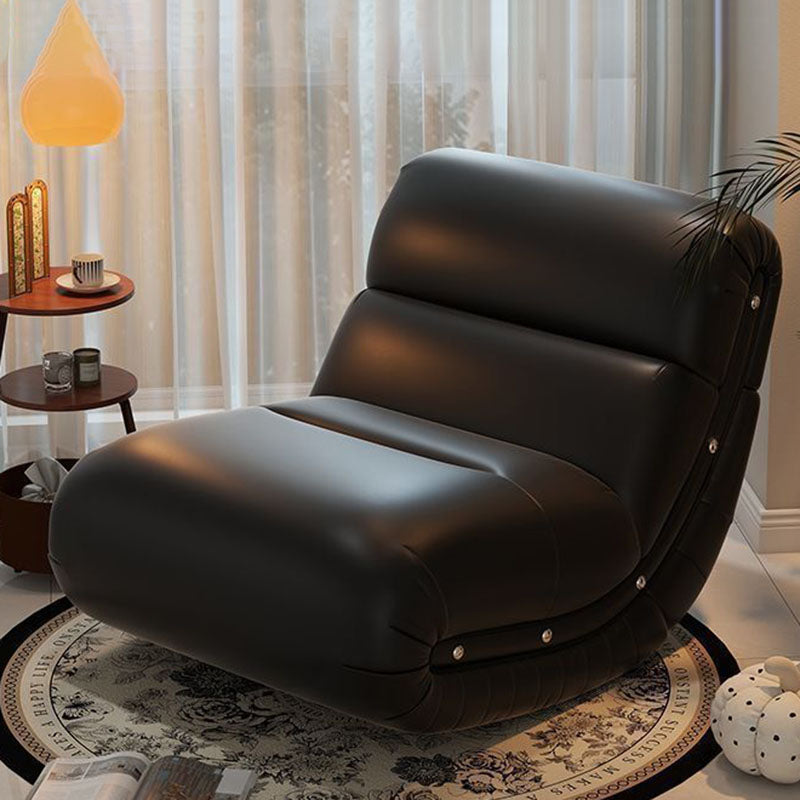 Modern Minimalist Rectangular Cat Claw Leather Solid Wood Rocking Chair Backrest Armless For Living Room