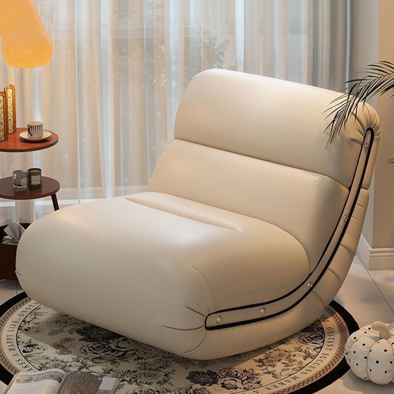 Modern Minimalist Rectangular Cat Claw Leather Solid Wood Rocking Chair Backrest Armless For Living Room