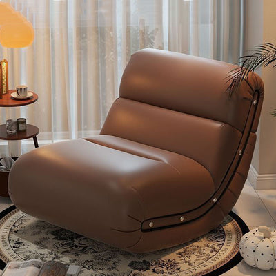 Modern Minimalist Rectangular Cat Claw Leather Solid Wood Rocking Chair Backrest Armless For Living Room