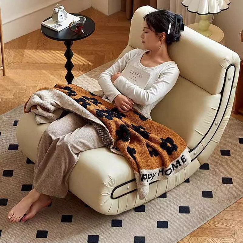 Modern Minimalist Rectangular Cat Claw Leather Solid Wood Rocking Chair Backrest Armless For Living Room