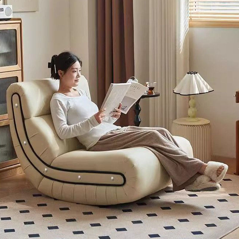 Modern Minimalist Rectangular Cat Claw Leather Solid Wood Rocking Chair Backrest Armless For Living Room