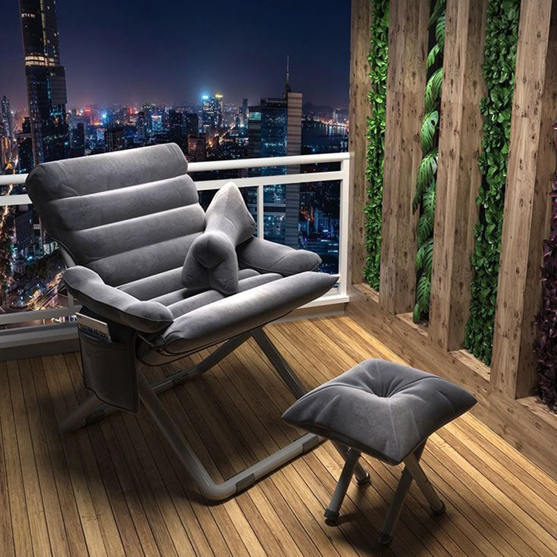 Modern Minimalist Steel Velvet Rectangular Accent Chair Armrest Backrest For Living Room