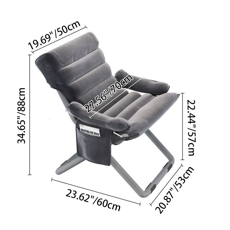 Modern Minimalist Steel Velvet Rectangular Accent Chair Armrest Backrest For Living Room