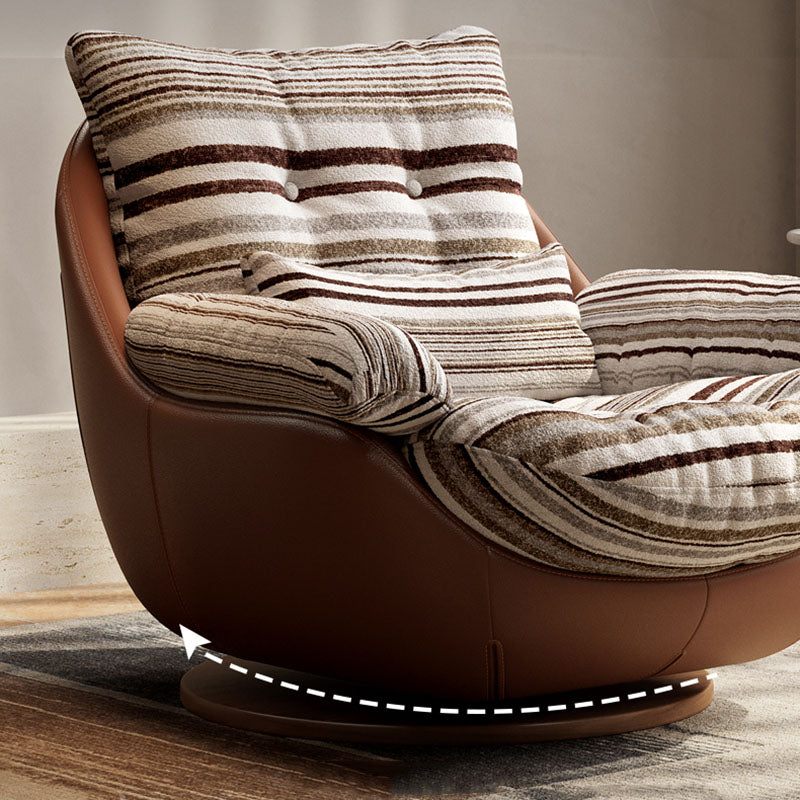 Traditional Vintage Curved Fabric Microfiber Leather Ash Wood Accent Chair Backrest Armrest For Living Room