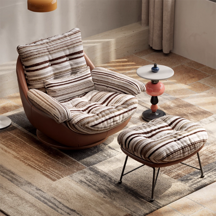 Traditional Vintage Curved Fabric Microfiber Leather Ash Wood Accent Chair Backrest Armrest For Living Room