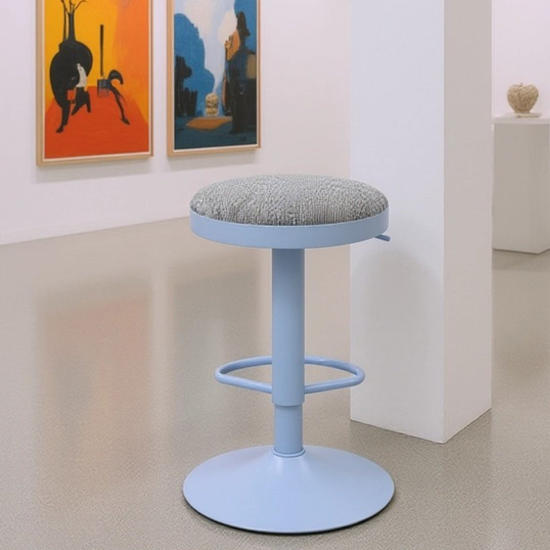 Modern Minimalist Carbon Steel Cotton-Linen Cylindrical Bar Stool Backless For Dining Room & Kitchen