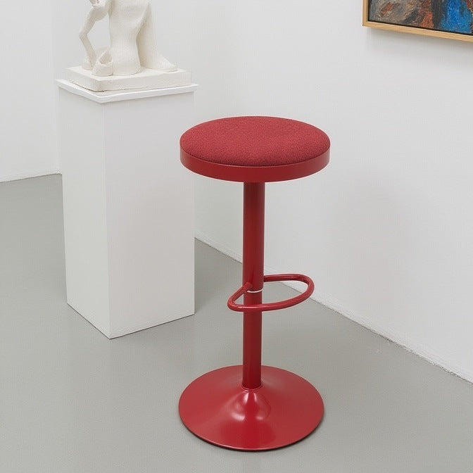 Modern Minimalist Carbon Steel Cotton-Linen Cylindrical Bar Stool Backless For Dining Room & Kitchen