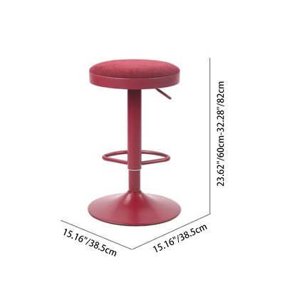 Modern Minimalist Carbon Steel Cotton-Linen Cylindrical Bar Stool Backless For Dining Room & Kitchen